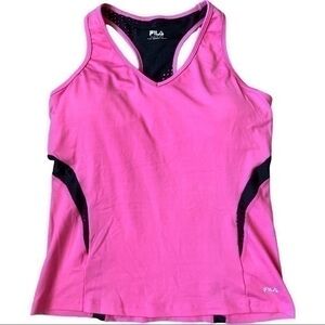 NWOT Fila size medium pink tank top with built in padded bra and mesh activewear